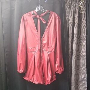 Elegant Red Long-Sleeve Jumpsuit